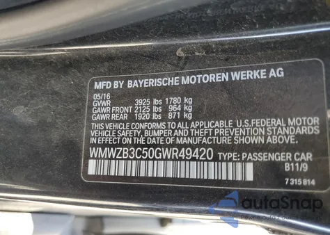 2016 Mini Cooper Countryman из США, поврежденный, VIN WMWZB3C50GWR49420